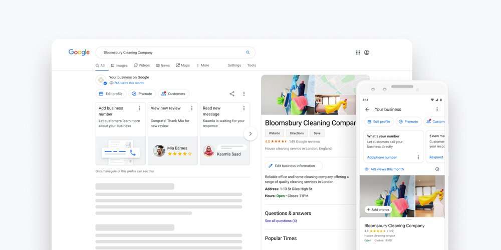 Google Business Profile image shown on Desktop & Mobile Screeens